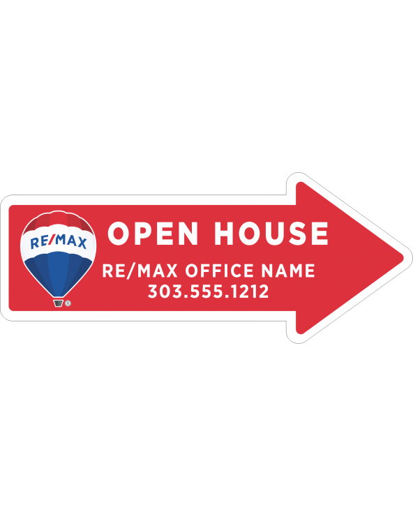 23Wx9.5H Arrow Yard Sign Directional Open House Red