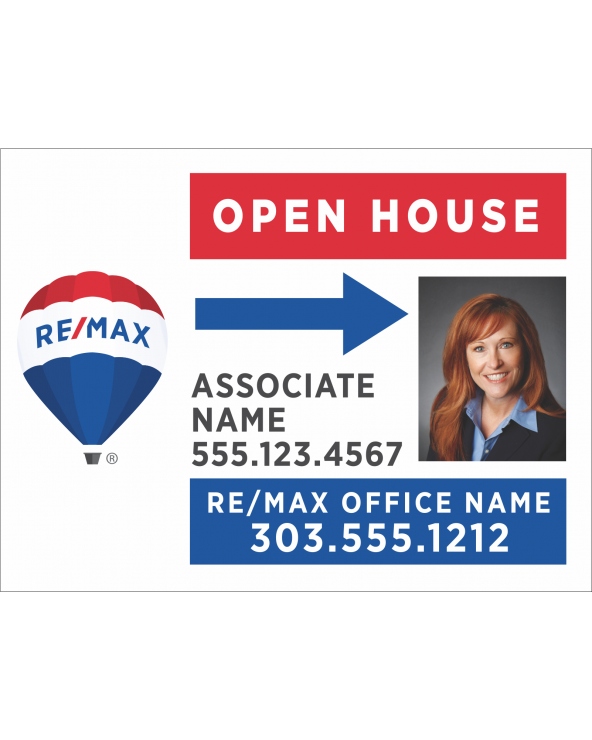 24Wx18H Horizontal Yard Sign Directional with Photo Open House