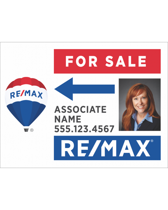 24Wx18H Horizontal Yard Sign Directional with Photo Remax For Sale