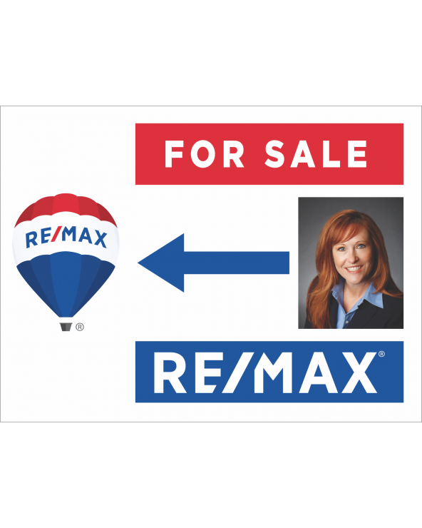 24Wx18H Horizontal Yard Sign Directional with Photo Simple REMAX For Sale