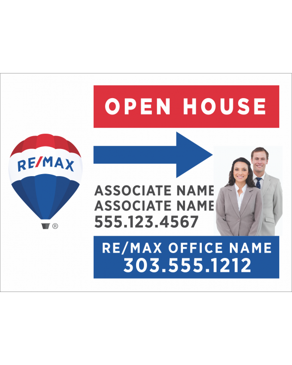 24Wx18H Horizontal Yard Sign Directional with Clipped Photo Open House