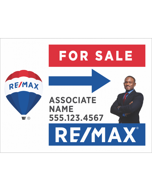 24Wx18H Horizontal Yard Sign Directional with Clipped Photo Remax For Sale