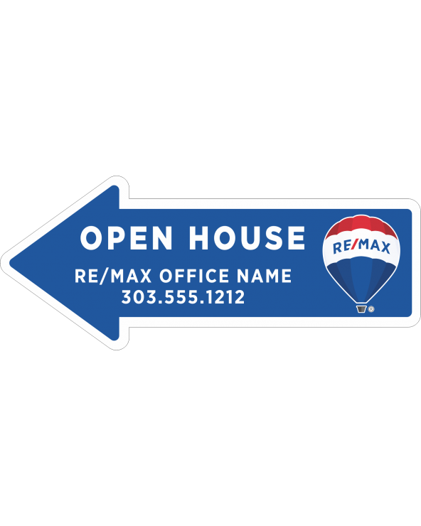 23Wx9.5H Arrow Yard Sign Directional Open House Blue