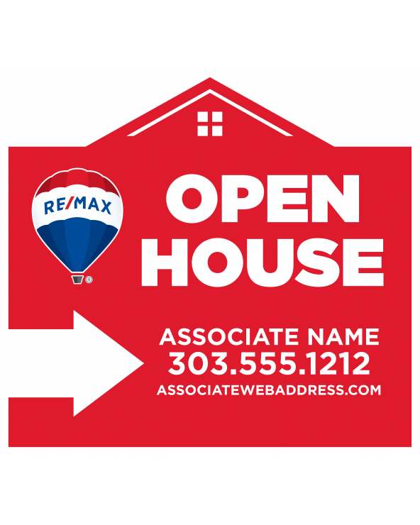 24H x 22W REMAX Custom Directional Sign Open House Red