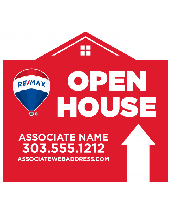 24H x 22W REMAX Custom Directional Sign Open House Red Up Arrow