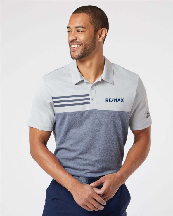 RE/MAX Heathered Colorblock 3-Stripes Sport Shirt