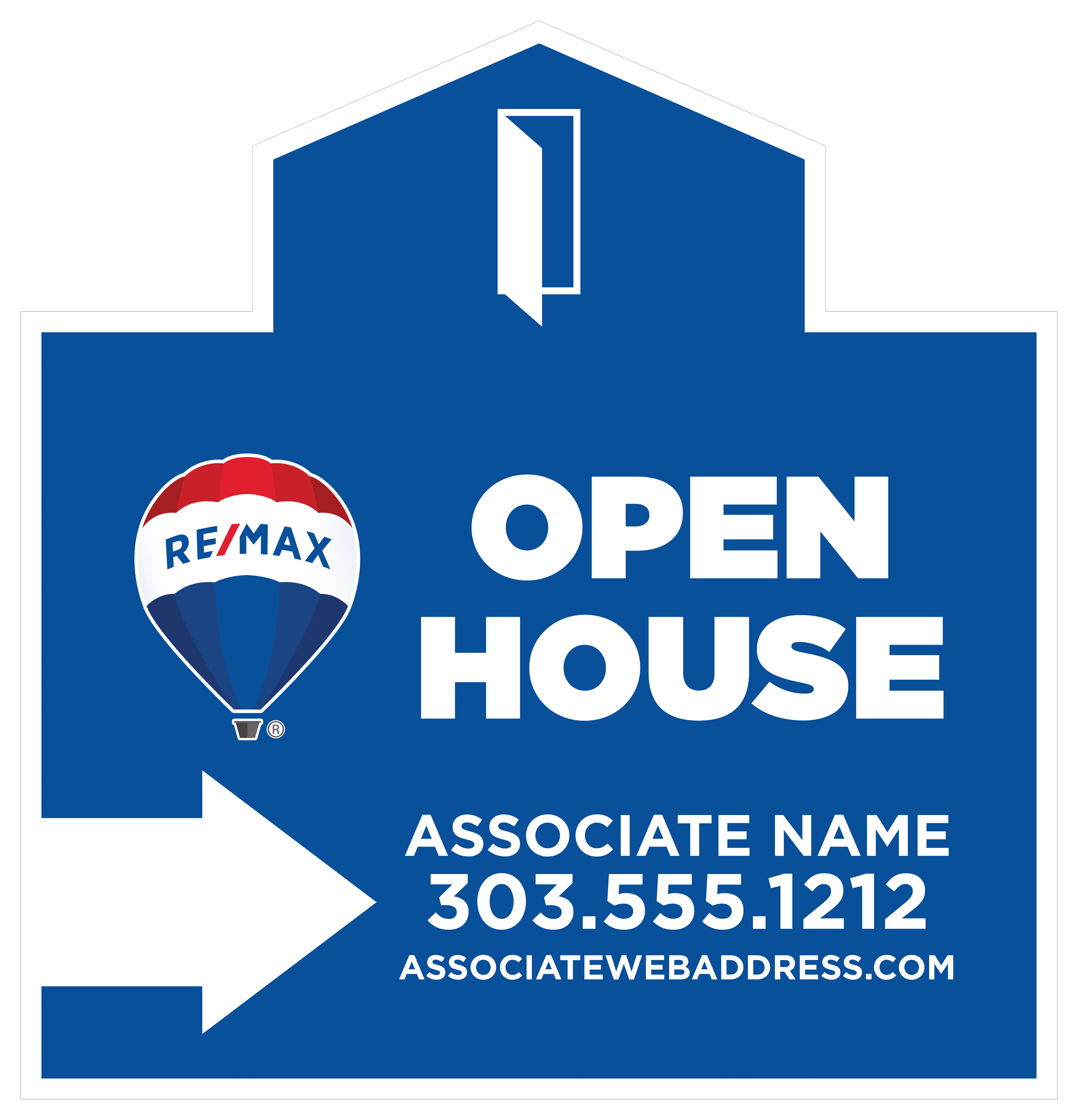 26hx25w REMAX Custom Directional Sign Blue - Image 2