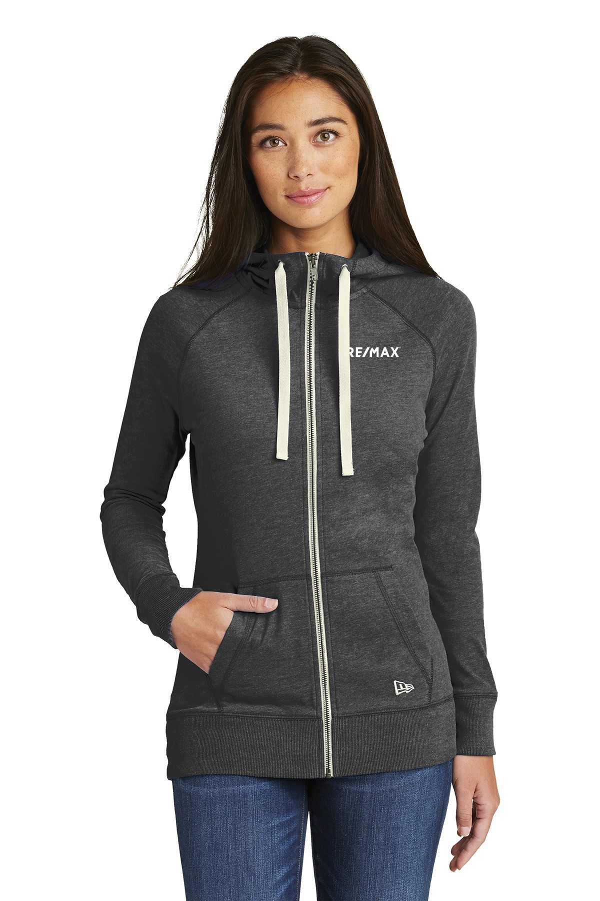 RE/MAX New Era Ladies Sueded Cotton Blend Full-Zip Hoodie