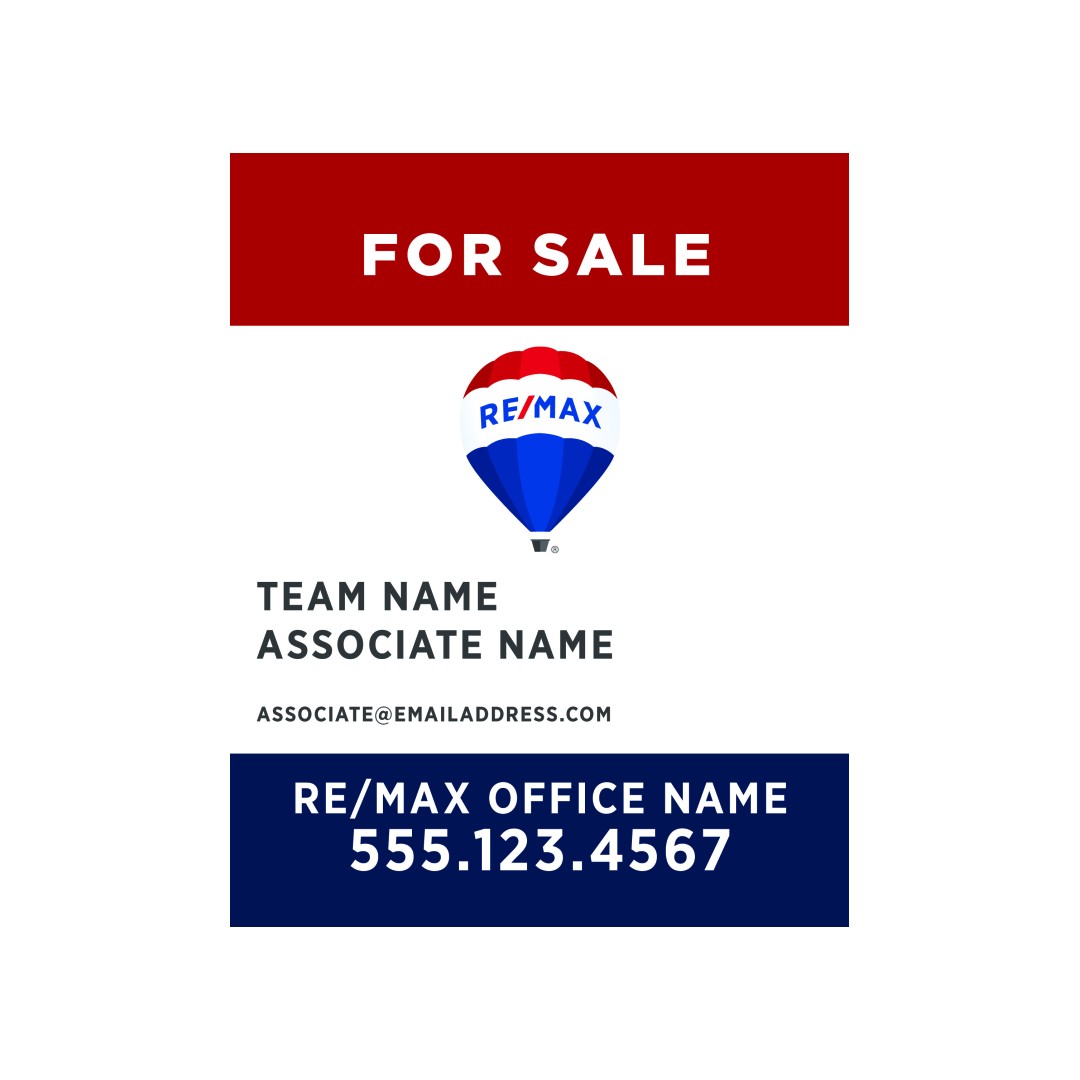 24Wx30H Vertical Property Sign Alternate darker red and darker blue bars