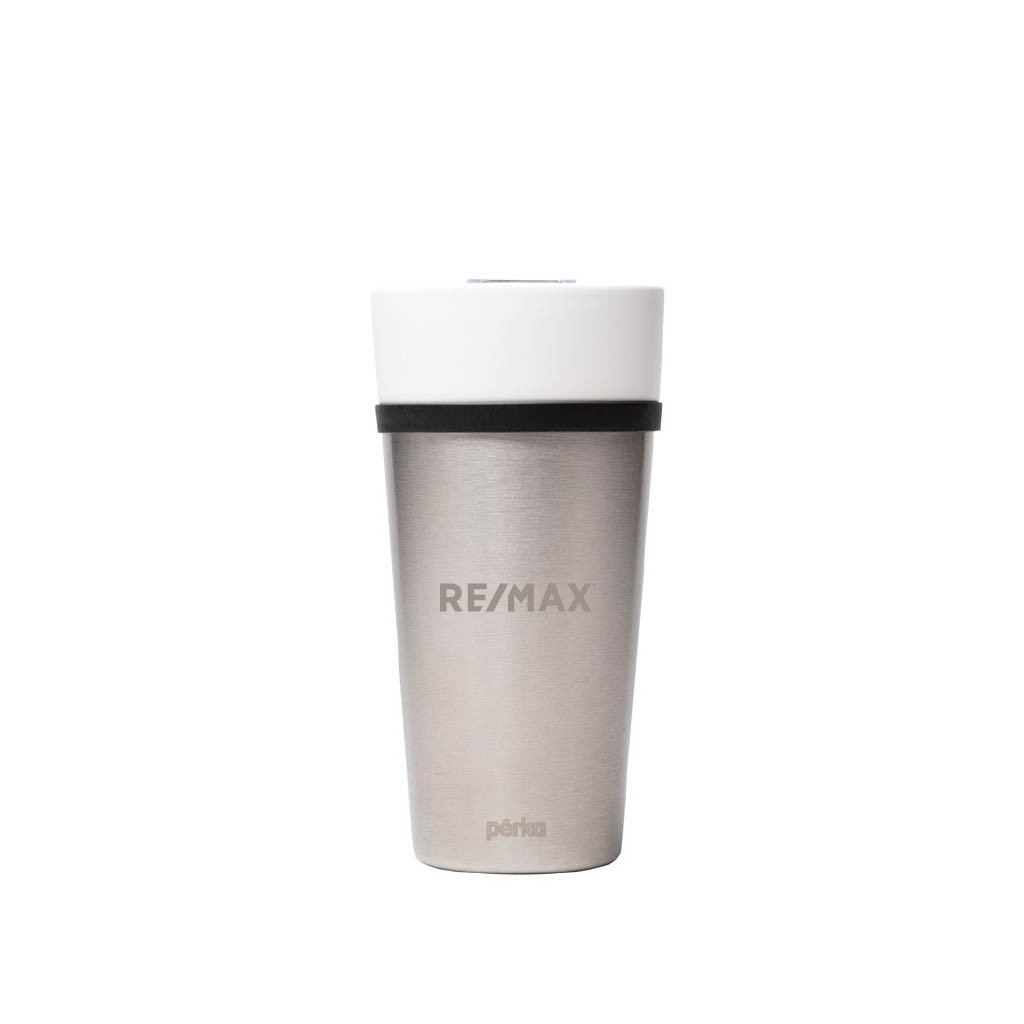 Perka Linden 14 oz. Double Wall Ceramic Tumbler w/ Stainless Steel Outer