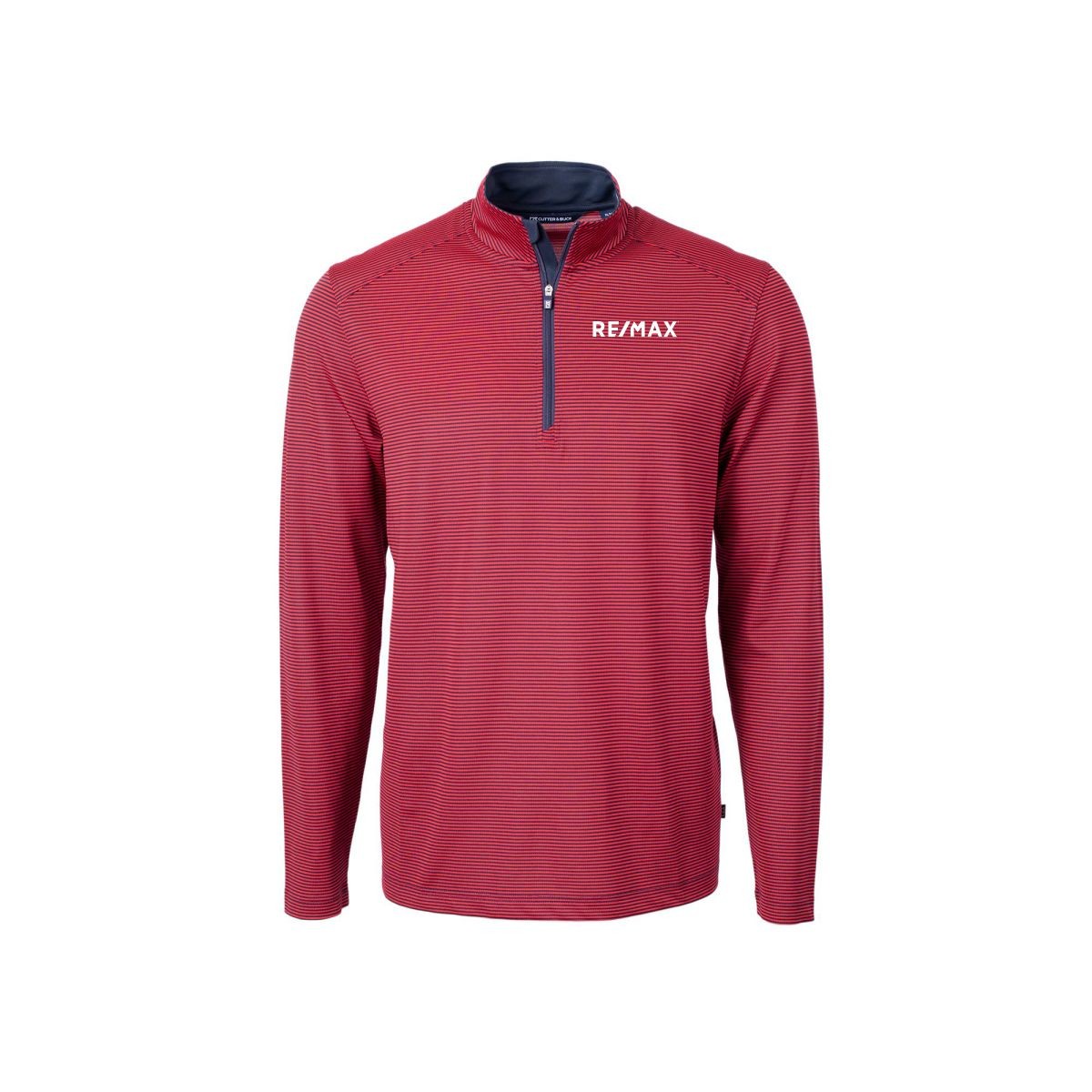 Men's Pique Micro Stripe Recycled Quarter Zip - Image 2