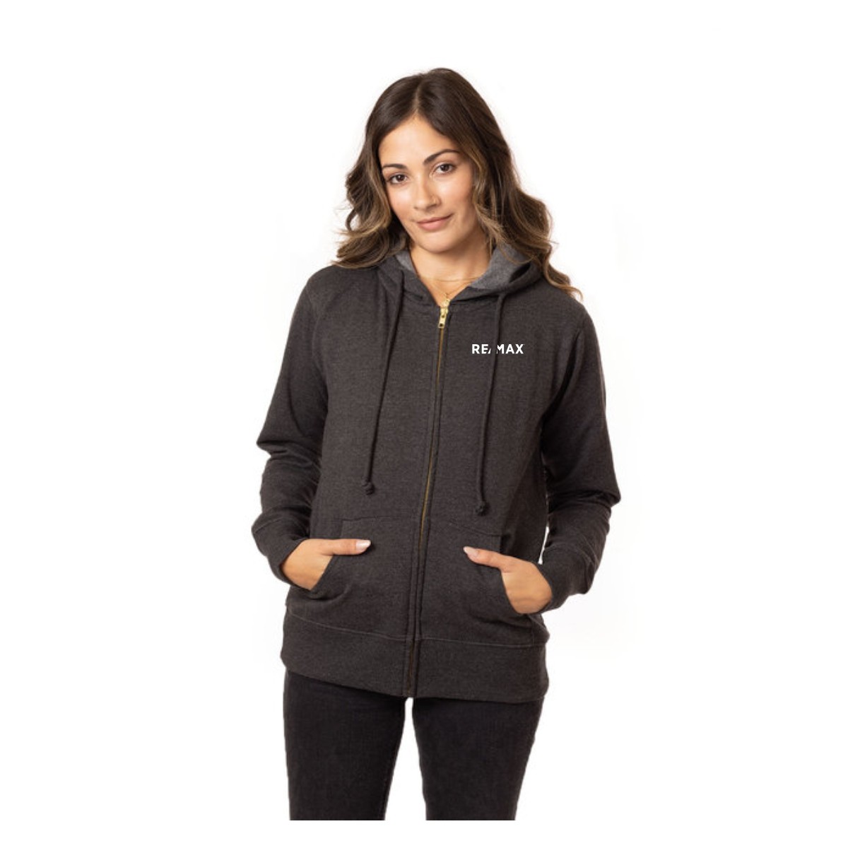 econscious Ladies' Heathered Full-Zip Hooded Sweatshirt - Image 2