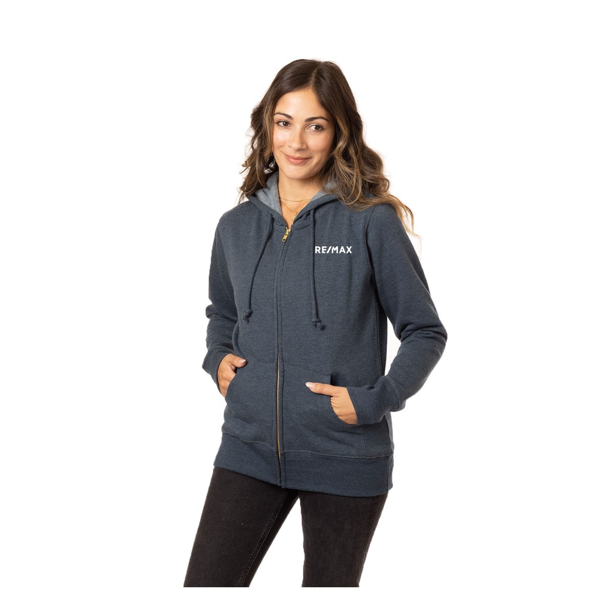 econscious Ladies' Heathered Full-Zip Hooded Sweatshirt - Image 4