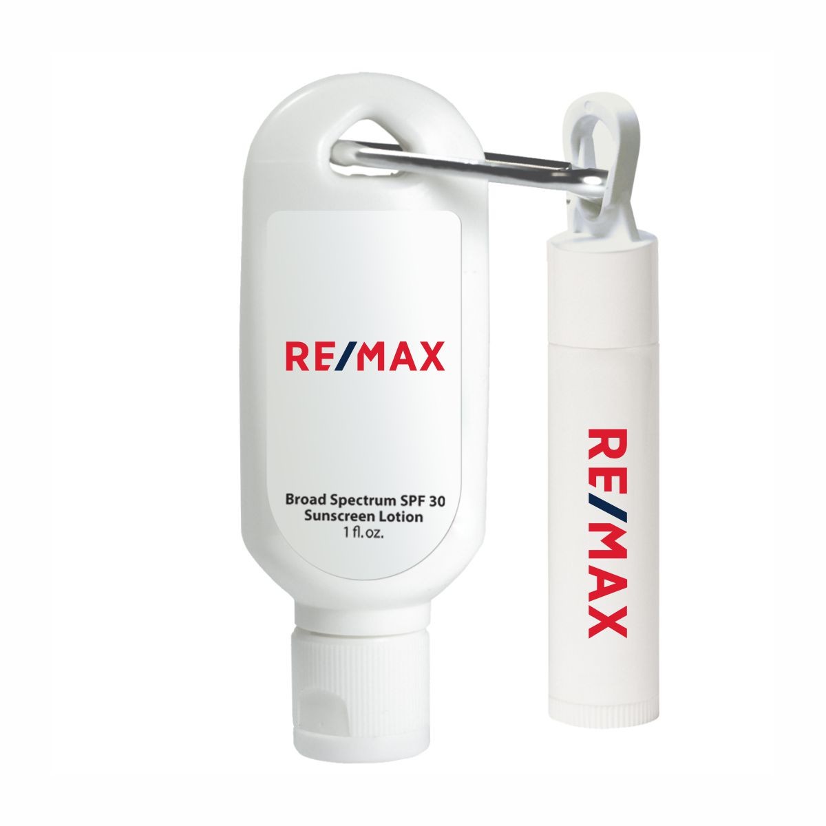 1 OZ. SPF30 SUNSCREEN LOTION WITH CARABINER AND SPF15 LIP BALM